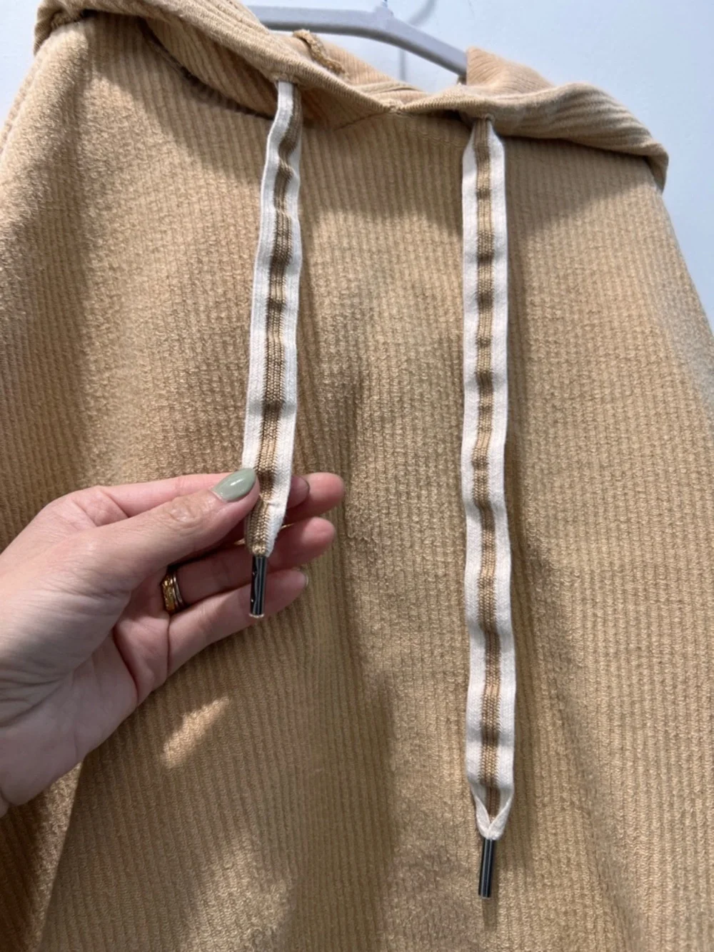 Free with purchase Aerie L Cozy Waffle Knit Hoodie - Camel Beige